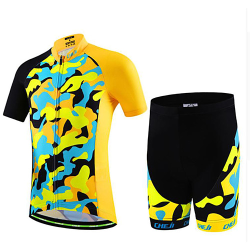 

Boys' Girls' Short Sleeve Cycling Jersey with Shorts - Kid's Black / Red Black / Blue Black / Yellow Camo / Camouflage Bike Clothing Suit Breathable Moisture Wicking Quick Dry Sports Lycra Camo