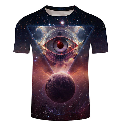 

Men's Plus Size Galaxy 3D Print T-shirt Round Neck Rainbow