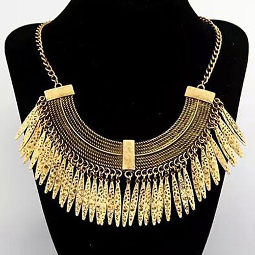 

Women's Collar Necklace Tassel Fringe Oversized Chrome Gold 47 cm Necklace Jewelry 1pc For Daily