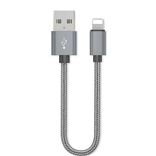 

Lightning Adapter / Cable 0.2m(0.65Ft) Braided / Quick Charge Aluminum USB Cable Adapter For iPhone