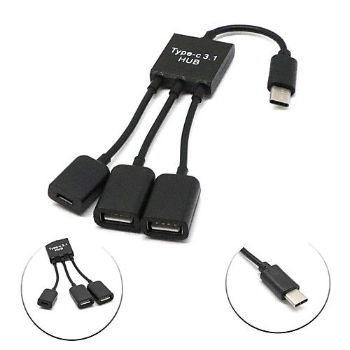 

3in1 USB 3.1 Type-C To Micro USB 2.0 Power Charging Host OTG Hub Cable