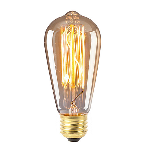 

1pc 40 W E26 / E27 ST58 Warm White 2300 k Retro / Dimmable / Decorative Incandescent Vintage Edison Light Bulb 220-240 V