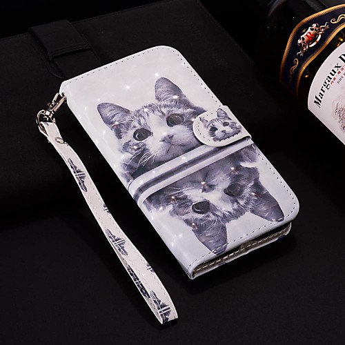 

Case For Apple iPhone XR / iPhone XS Max Pattern / Flip / with Stand Full Body Cases Laser 3D Mirror Cat Hard PU Leather for iPhone 6 / 6 Plus / 6S / 6S Plus / 7 / 7 Plus / 8 / 8 Plus / XS / X