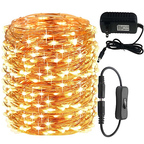 

50m String Lights 500 LEDs 1 DC Cables 1 X 12V 3A Power Supply 1 set Warm White White Blue Cute Wedding 100-240 V