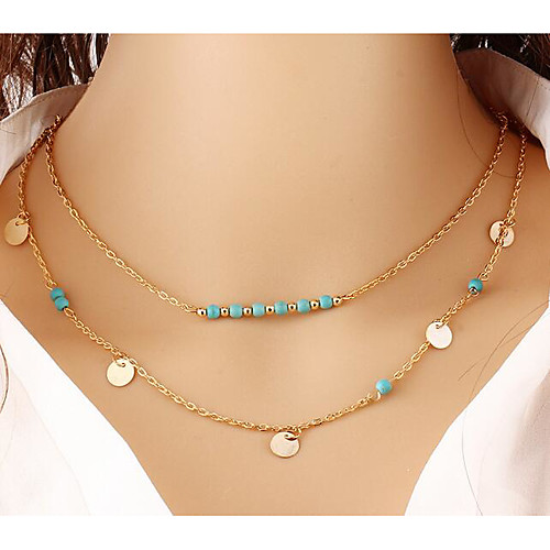 

Women's Choker Necklace Collar Necklace Layered Pear Bohemian Fashion Resin Chrome Gold Silver 45 cm Necklace Jewelry 1pc For Daily Street