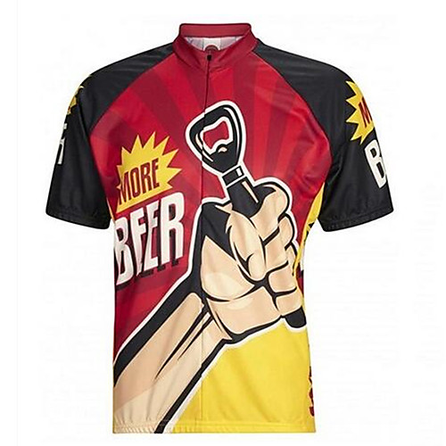 

21Grams Men's Short Sleeve Cycling Jersey Summer Red / Yellow Retro Oktoberfest Beer Bike Jersey Top Mountain Bike MTB Quick Dry Moisture Wicking Breathable Sports Clothing Apparel / Micro-elastic
