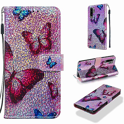 

Case For Huawei Samsung Galaxy A70(2019) / A7(2018) / Huawei P Smart (2019) Pattern / Flip / with Stand Full Body Cases Glitter Shine / Butterfly Hard PU Leather for Huawei Y6 (2018) / Huawei Y6