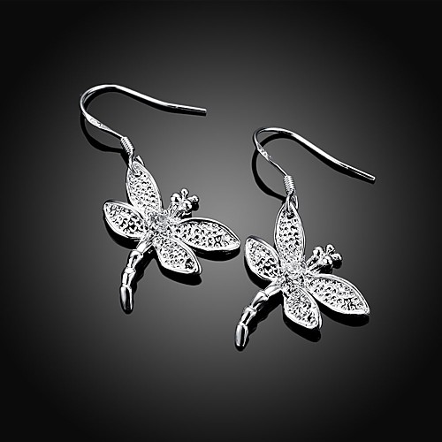 

Women's Drop Earrings 3D Dragonfly Stylish Simple Silver Plated Earrings Jewelry Silver For Daily Work 1 Pair