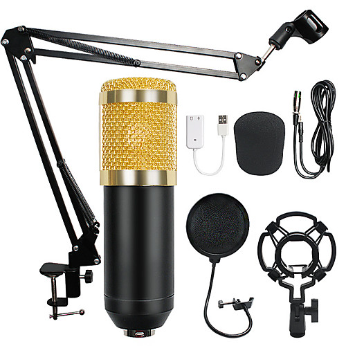 

Professional Condenser Audio 3.5mm Wired BM800 Studio Microphone Vocal Recording KTV Karaoke Microphone Mic W/Stand For Computer