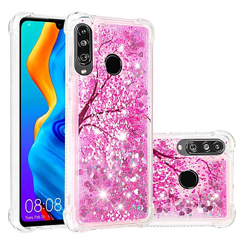 

Case For Huawei Huawei P20 / Huawei P20 Pro / Huawei P20 lite Shockproof / Flowing Liquid / Transparent Back Cover Glitter Shine / Flower Soft TPU / P10 Lite