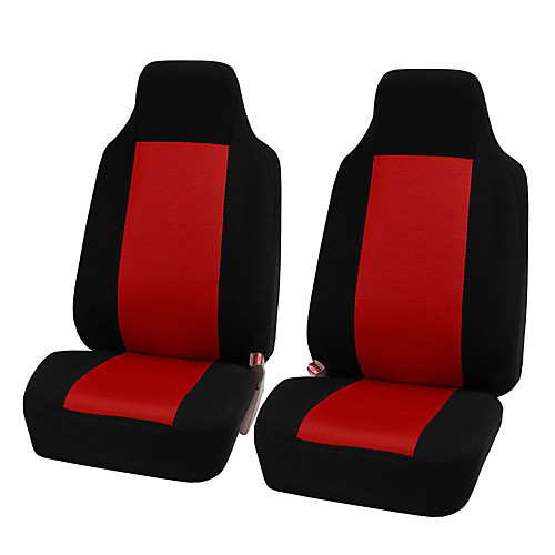 

2pcs Black and Red Universal Car Front Seat Cushion Unique Breathable Cloth Seat Cover Pad