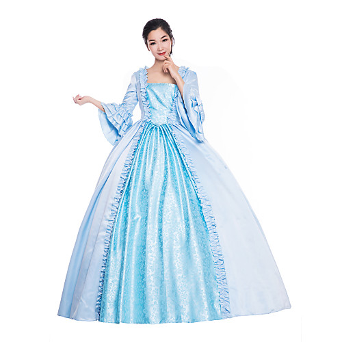 

Princess Maria Antonietta Floral Style Rococo Victorian Renaissance Vacation Dress Dress Party Costume Masquerade Women's Lace Costume Blue Vintage Cosplay Christmas Halloween Party / Evening 3/4