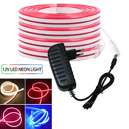 

3m Flexible LED Light Strips 2400 LEDs SMD3528 12mm Red Blue Yellow Adorable Neon Electroluminescent Wire Cuttable 12 V with Power Supply 12V 3A