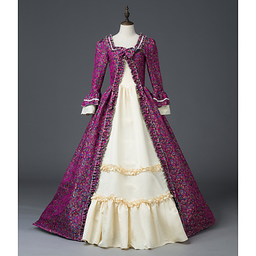 

Princess Maria Antonietta Floral Style Rococo Victorian Renaissance Vacation Dress Dress Party Costume Masquerade Women's Lace Costume Purple Vintage Cosplay Christmas Halloween Party / Evening 3/4