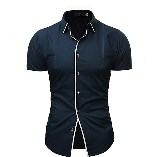 

Men's Shirt Solid Colored Short Sleeve Casual / Daily Tops Streetwear White Black Navy Blue