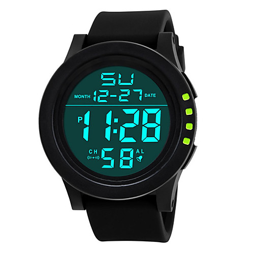 

Men's Sport Watch Quartz Silicone Black LED Light Casual Watch Day Date Digital Sparkle Fashion - Black Green Blue One Year Battery Life / Stainless Steel