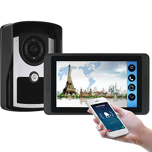 

618FC11 7 inch capacitive touch screen video camera wired video doorbell wifi / 3G / 4G remote call unlock storage visual intercom one to one