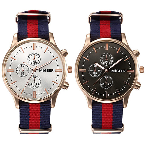 

Men's Dress Watch Quartz Nylon White / Blue / Red Casual Watch Analog Fashion - Black / Blue White / Blue White / Red One Year Battery Life / Stainless Steel