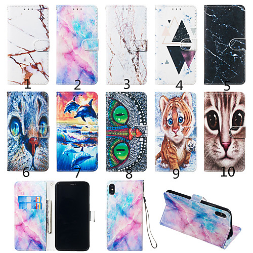 

Case For Samsung Galaxy S9 / S9 Plus / S8 Plus Wallet / Card Holder / with Stand Full Body Cases Cat / Animal / Marble Hard PU Leather