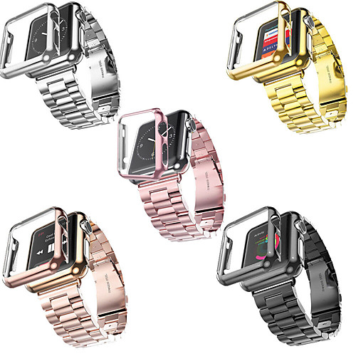 

Smartwatch Band Cases for Apple Watch Series 5/4/3/2/1 Apple Modern Buckle Stainless Steel Band Plastic Cases iwatch Fashion Strap