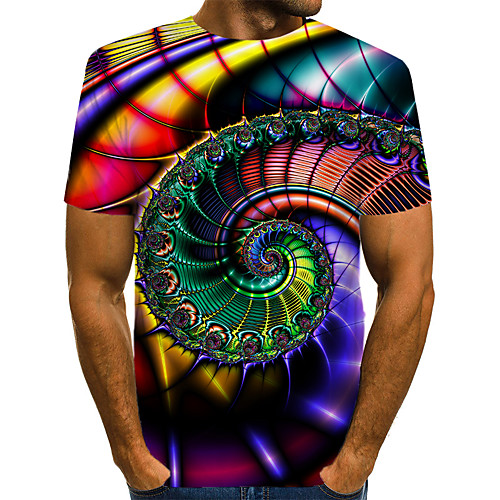 

Men's T shirt Graphic Color Block 3D Print Short Sleeve Daily Wear Tops Streetwear Exaggerated Rainbow