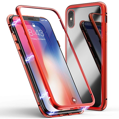 

Single-sided Magnetic Phone Case For Apple iPhone 6 / iPhone XS Max Transparent Back Cover Transparent Hard Tempered Glass for iPhone 6 / iPhone 6 Plus / iPhone 6s