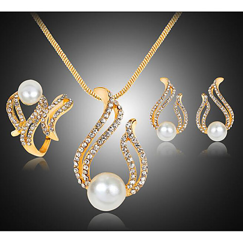 

Women's Clear AAA Cubic Zirconia Bridal Jewelry Sets Chandelier Love Elegant Cute Imitation Pearl Earrings Jewelry Gold For Party Daily 1 set