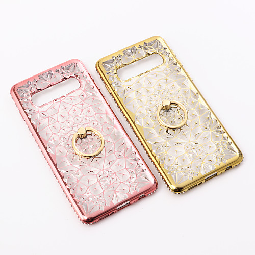 

Case For Samsung Galaxy S9 / S9 Plus / S8 Plus Rhinestone / Plating / Ring Holder Back Cover Geometric Pattern Soft TPU