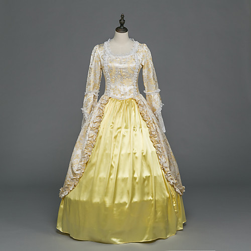 

Princess Maria Antonietta Floral Style Rococo Victorian Renaissance Vacation Dress Dress Party Costume Masquerade Women's Costume Yellow Vintage Cosplay Christmas Halloween Party / Evening 3/4 Length