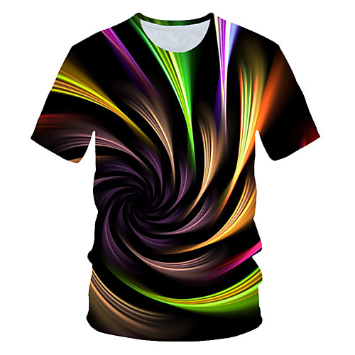 

Men's T shirt Graphic Print Short Sleeve Daily Wear Tops Streetwear Exaggerated Rainbow