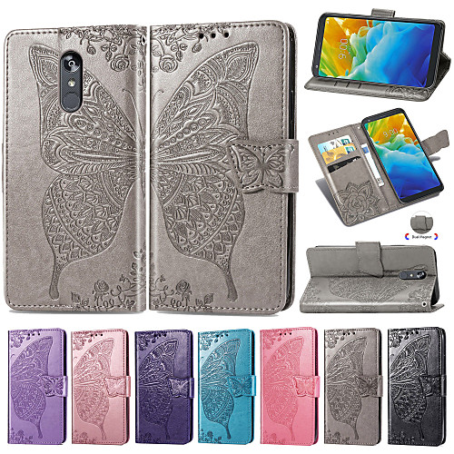 

Phone Case For LG K10 2018 LG Stylo 4 Embossed Flip with Stand Full Body Cases Flower Butterfly Soft leather for LG G7/LG G7 ThinQ LG G8 LG K10(2018) LG Q7 LG Stylo 4 LG K40