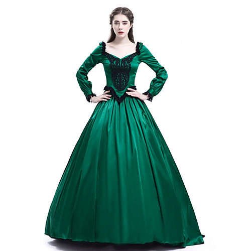 

Princess Maria Antonietta Floral Style Rococo Victorian Renaissance Vacation Dress Dress Party Costume Masquerade Women's Lace Costume Green Vintage Cosplay Christmas Halloween Party / Evening 3/4