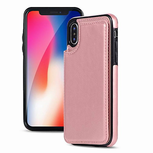 

Case For Apple iPhone XS / iPhone XR / iPhone XS Max Card Holder / with Stand Back Cover Solid Colored Hard PU Leather