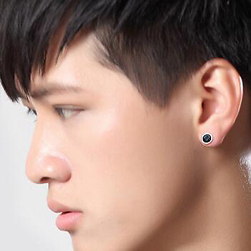 

Men's Stud Earrings Vintage Style Galaxy Vintage Rock Silver Plated Earrings Jewelry Black For Street Daily 1 Pair