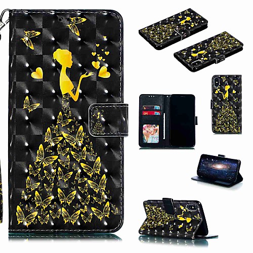 

Case For Apple iPhone XR / iPhone XS Max Flip / with Stand / Shockproof Full Body Cases Sexy Lady / Butterfly Hard PU Leather for iPhone 6 / 6s Plus /7/8 Plus/XS/X