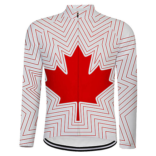

21Grams Canada National Flag Men's Long Sleeve Cycling Jersey - White Bike Top UV Resistant Quick Dry Moisture Wicking Sports Winter Summer Terylene Mountain Bike MTB Road Bike Cycling Clothing