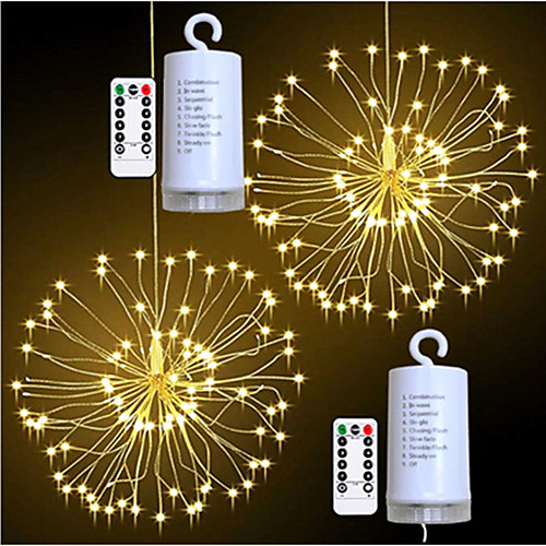 

0.2m Explosion Star Fireworks Effect LED Decorative String Lights Outdoor String Lights 100 LEDs SMD 0603 1 13 Keys Remote Controller Warm White White Multi Color Waterproof Party Decorative Batteries