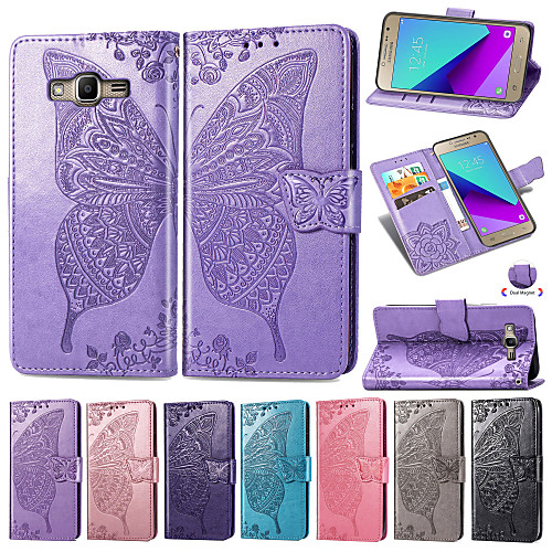 

Case For Samsung Galaxy J2 Prime / Galaxy J7(2018) Embossed / Flip / with Stand Full Body Cases Flower / Butterfly Soft PU Leather for J2 Prime / J7 (2018)
