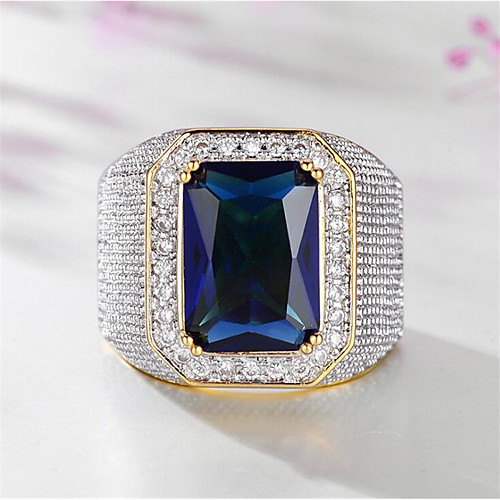 

Men Band Ring Synthetic Aquamarine Classic Gold Titanium Steel Happy Stylish 1pc 8 9 10 11 12 / Men's