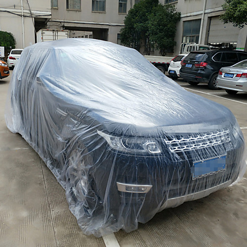 

3 Size LDPE Film Outdoor Clear Disposable Full Car Cover Rain/Dust Resistant Garage Universal Temporary