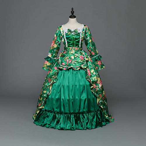 

Princess Maria Antonietta Floral Style Rococo Victorian Renaissance Vacation Dress Dress Party Costume Masquerade Women's Costume Green Vintage Cosplay Christmas Halloween Party / Evening 3/4 Length