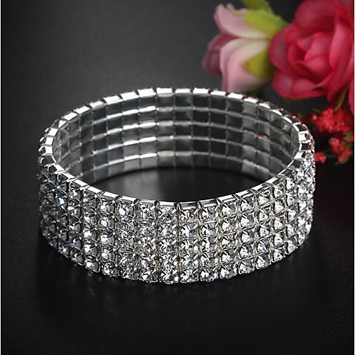 

Women's Bracelet Bangles Tennis Bracelet Wide Bangle Classic Precious Stylish Basic Rhinestone Bracelet Jewelry Silver For Wedding Party Holiday / Silver Plated