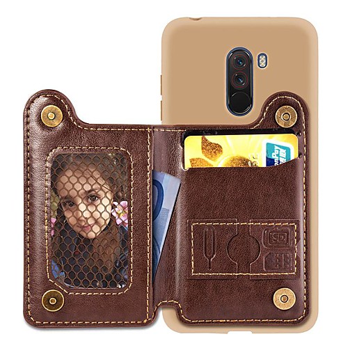

Case For Xiaomi Xiaomi Redmi Note 5A / Xiaomi Redmi Note 5 Pro / Xiaomi Pocophone F1 Wallet / Card Holder / Shockproof Back Cover Solid Colored Hard PU Leather / Xiaomi Redmi Note 4X