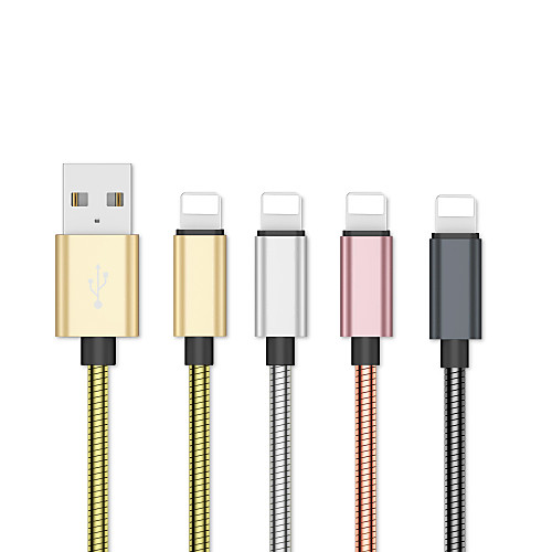 

2.0m(6.5Ft) Lightning to USB Cable Flat / Quick Charge Stainless steel USB Cable for iPhone iPad