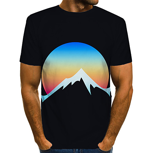 

Men's T shirt Galaxy Color Block 3D Print Short Sleeve Daily Wear Tops Streetwear Exaggerated Black