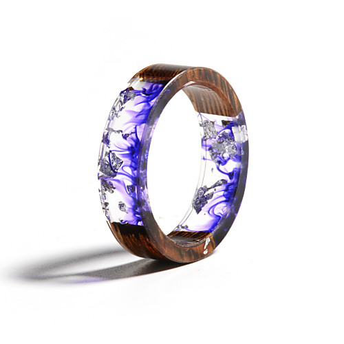 

Men's Women's Ring Resin 1pc Purple Resin Wood Round Natural Boho Gift Jewelry Floral Theme Flower Botanical Cute Lovely