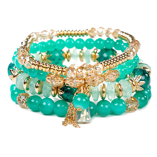 

4pcs Women's Wrap Bracelet Braided Imagine Unique Design Natural Trendy Eco-friendly Material Bracelet Jewelry Red / Pink / Green For Street Carnival Festival