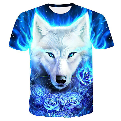 

Women's 3D Animal Wolf T-shirt Basic Daily Blue