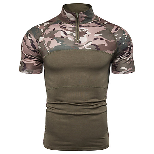 

Men's T shirt Shirt Other Prints Camo / Camouflage Short Sleeve Sports Tops Green Gray