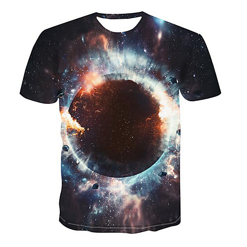 

Men's T shirt 3D Print Short Sleeve Casual / Daily Tops Basic Streetwear Black